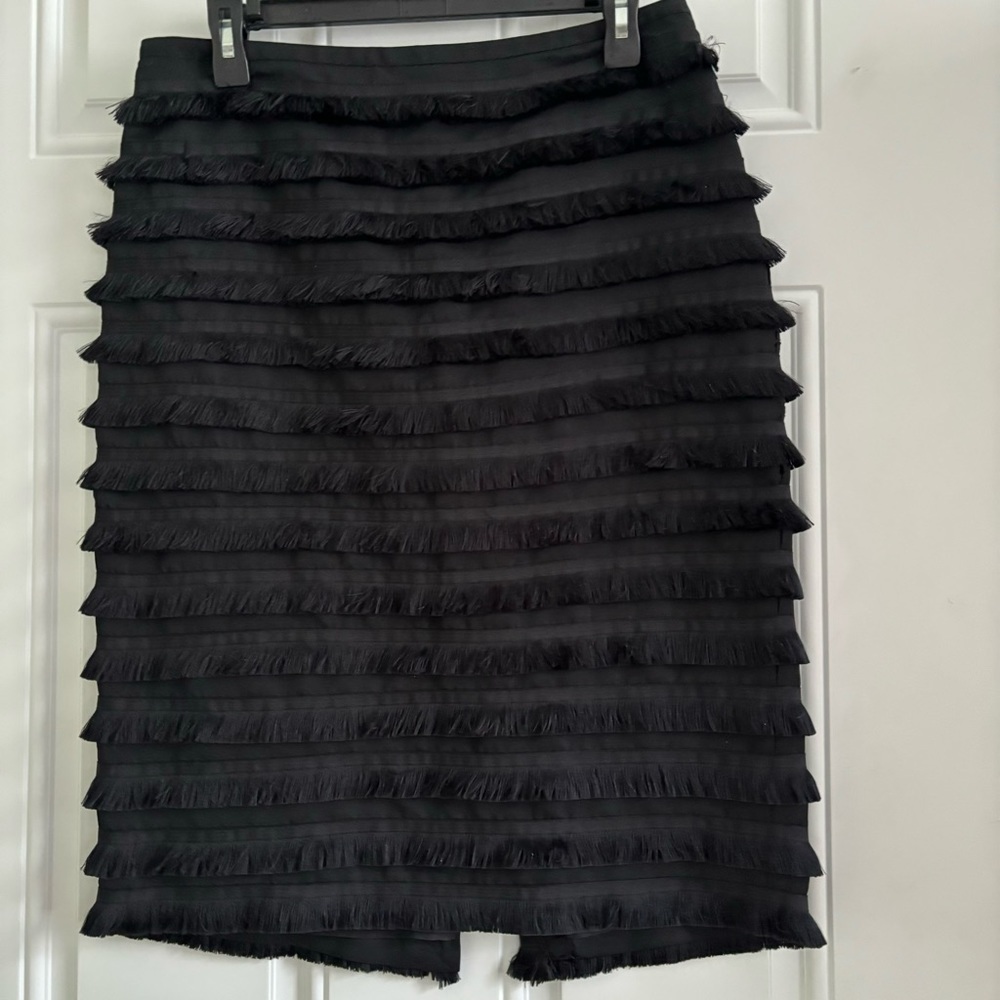 Lord & Taylor 424 Fifth IBIZA Black Fringe Skirt, Size 6